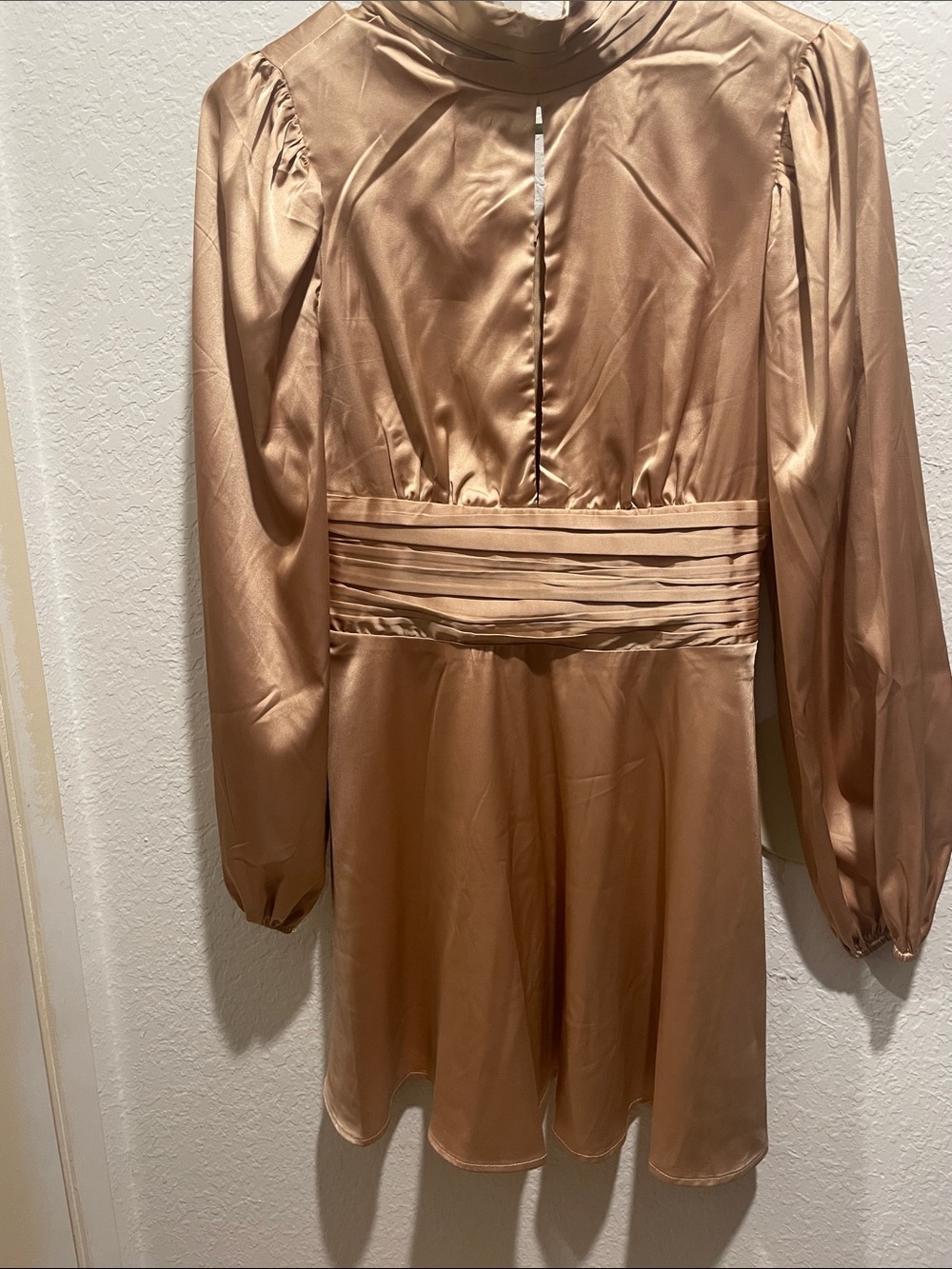 Forever 21 Bronze Satin Long-Sleeve Mini Dress